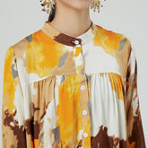 Retro Tie-Dyed Printed Long Sleeve Maxi Dress
